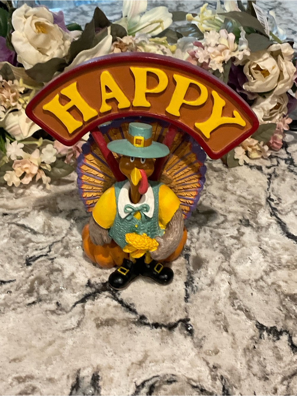 BP-Happy Thanksgiving Turkey Table Accent - Yellow & Teal